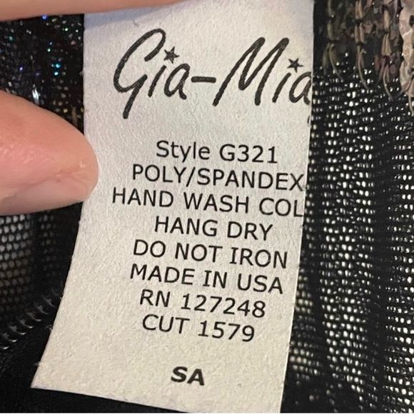 Gia mia ADULT SMALL SILVER SEQUINED STRIPED MESH PERFORMANCE DANCE JUMPER • BNWT - Picture 11 of 12